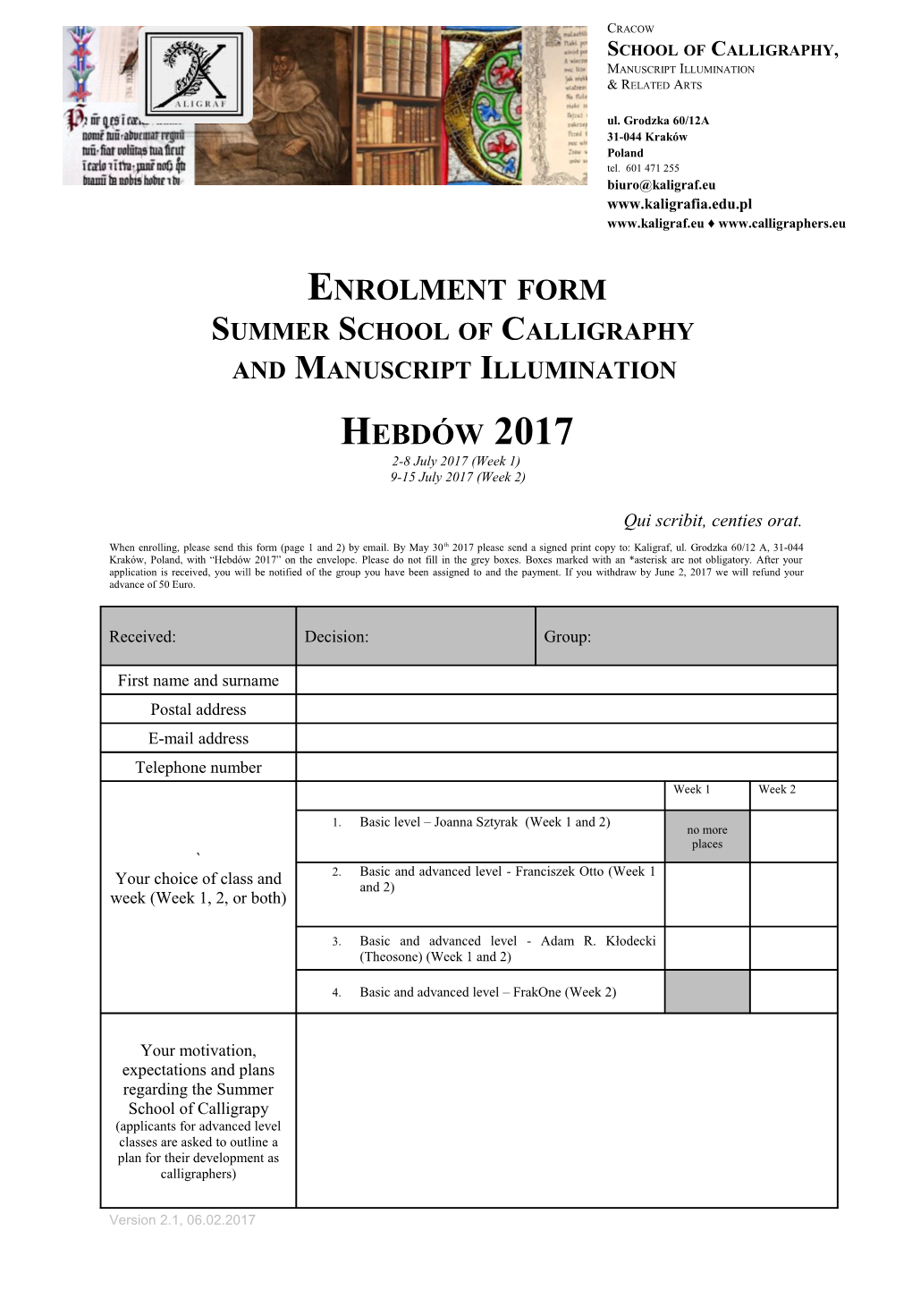 Enrolment Form