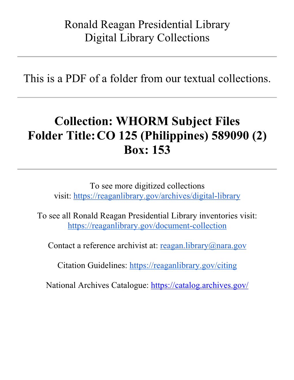 WHORM Subject Files Folder Title:CO 125 (Philippines) 589090