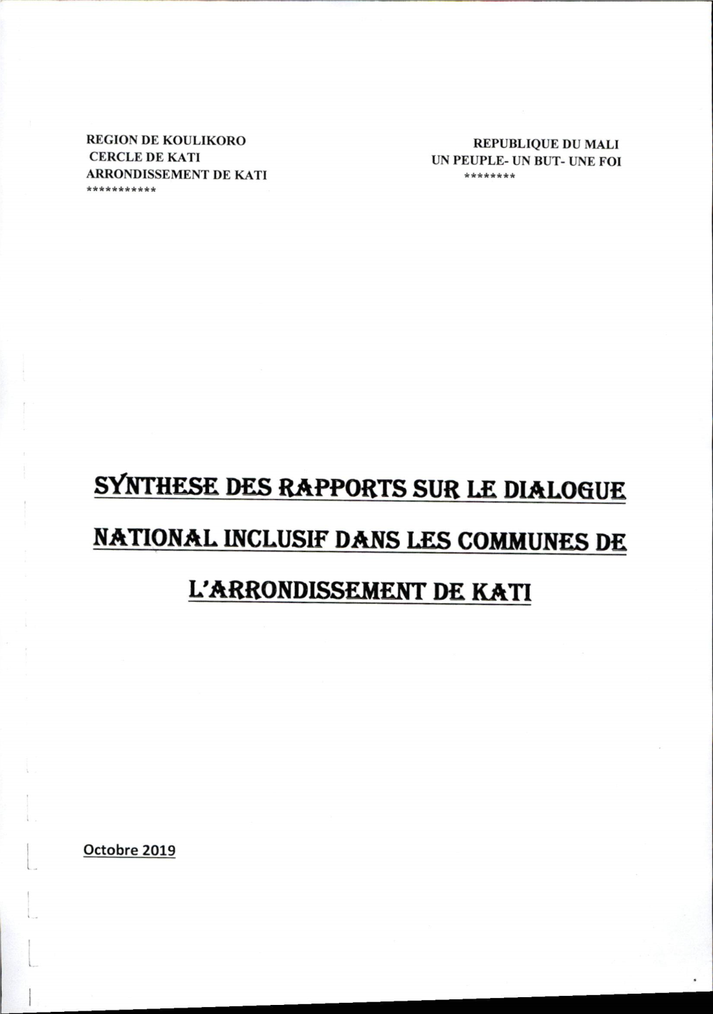 Synthese Des Rapports Sur Le Dialoque