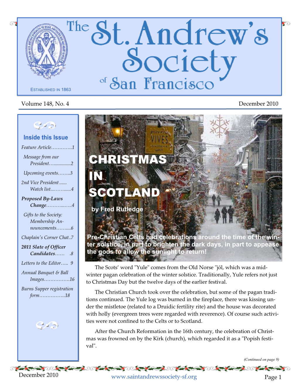 December 2010 Newsletter-SASSF