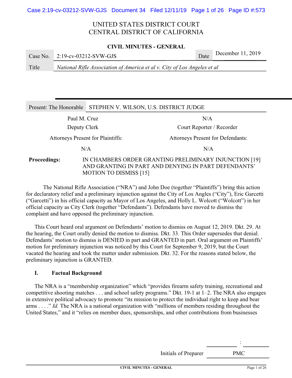 Case 2:19-Cv-03212-SVW-GJS Document 34 Filed 12/11/19 Page 1 of 26 Page ID #:573