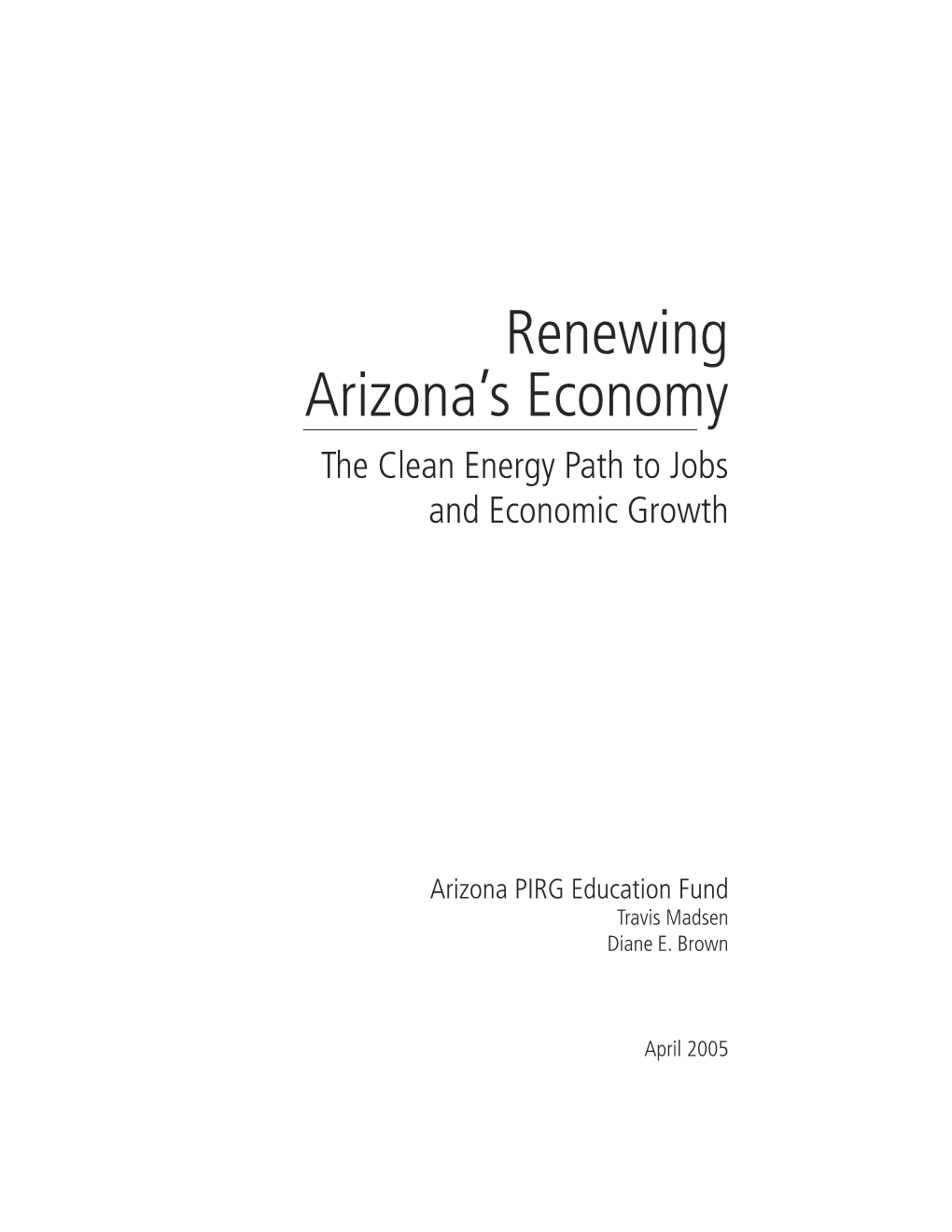 Renewing Arizona's Economy H