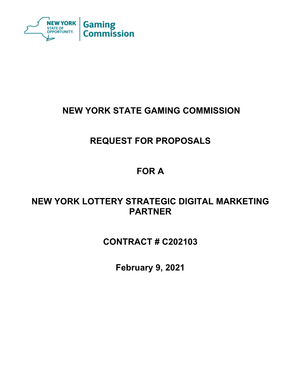 New York State Gaming Commission Request For