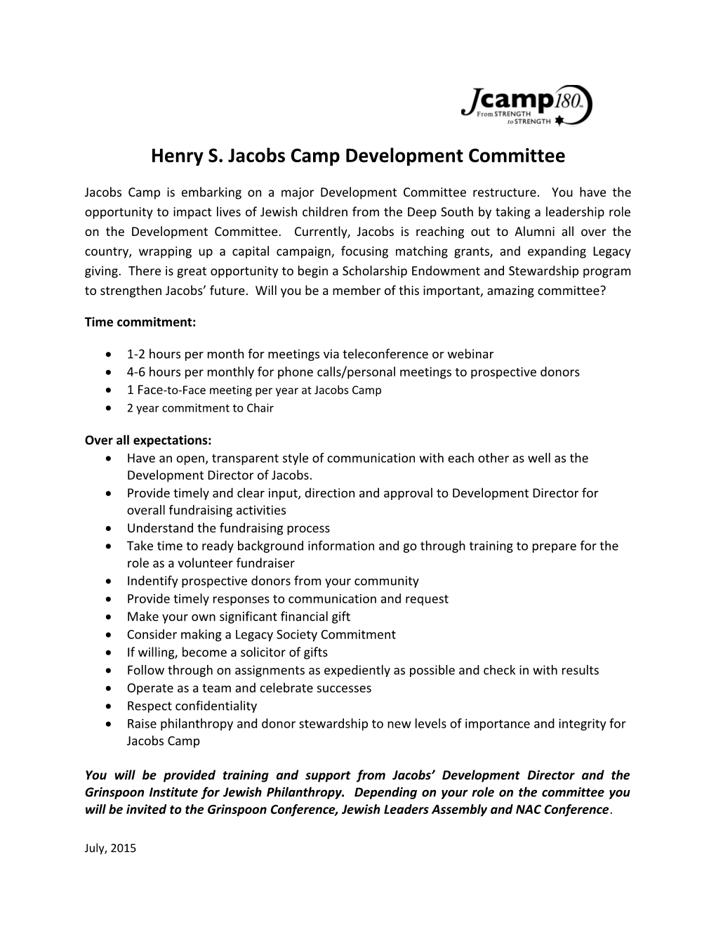 Henry S. Jacobs Camp Development Committee