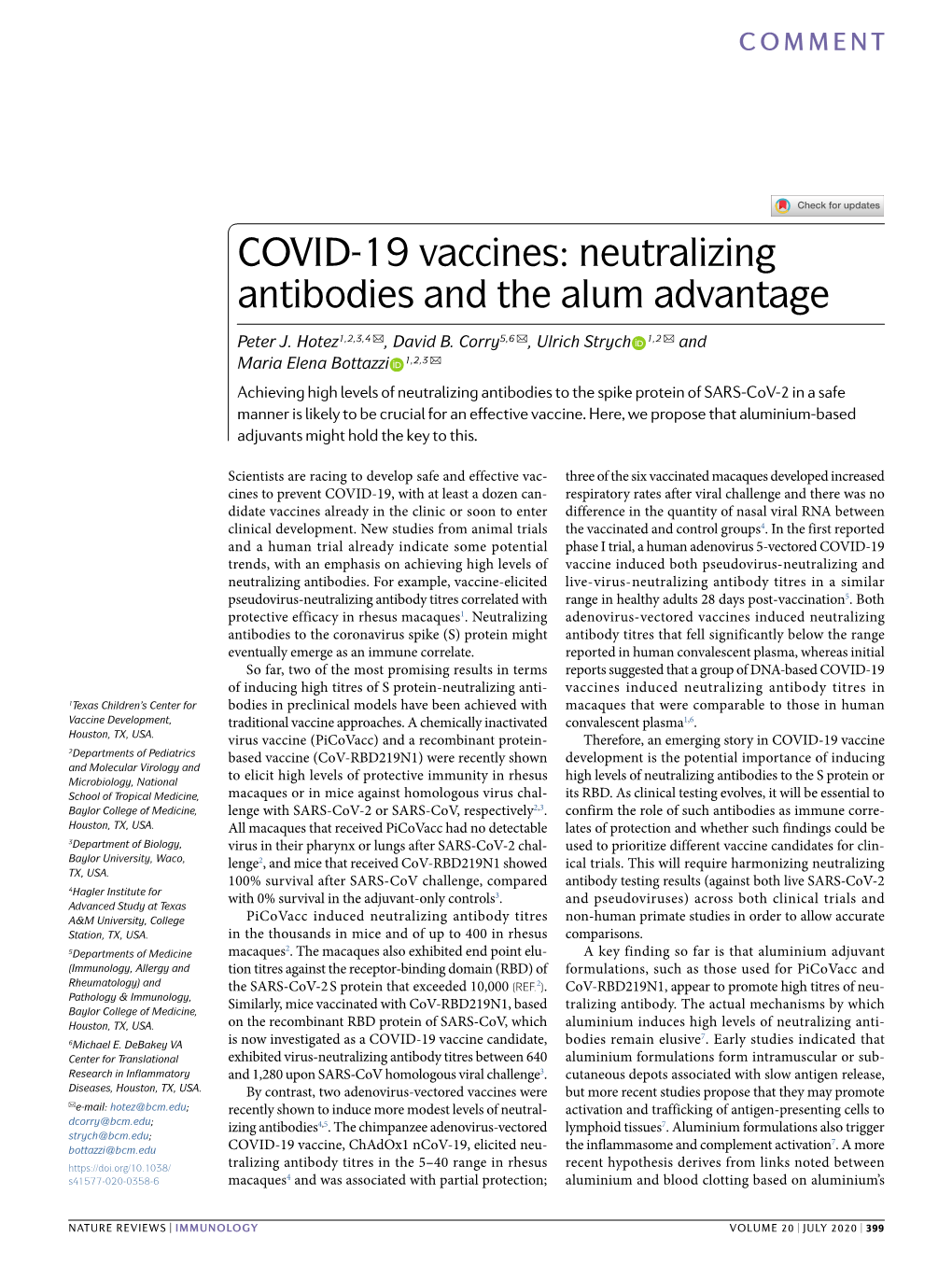 COVID-19 Vaccines: Neutralizing Antibodies and the Alum Advantage