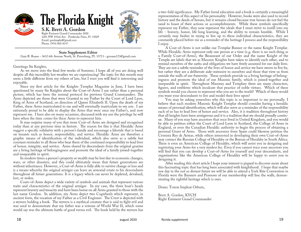 The Florida Knight Need to Boast of Their Actions Or Accomplishments