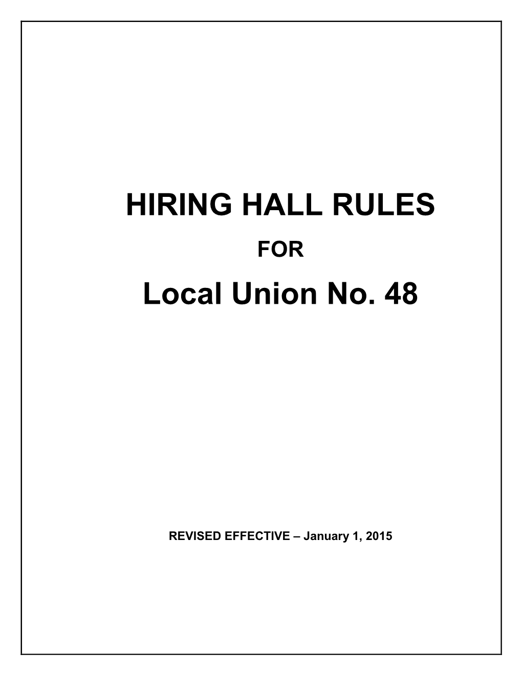 Hiring Hall Rules