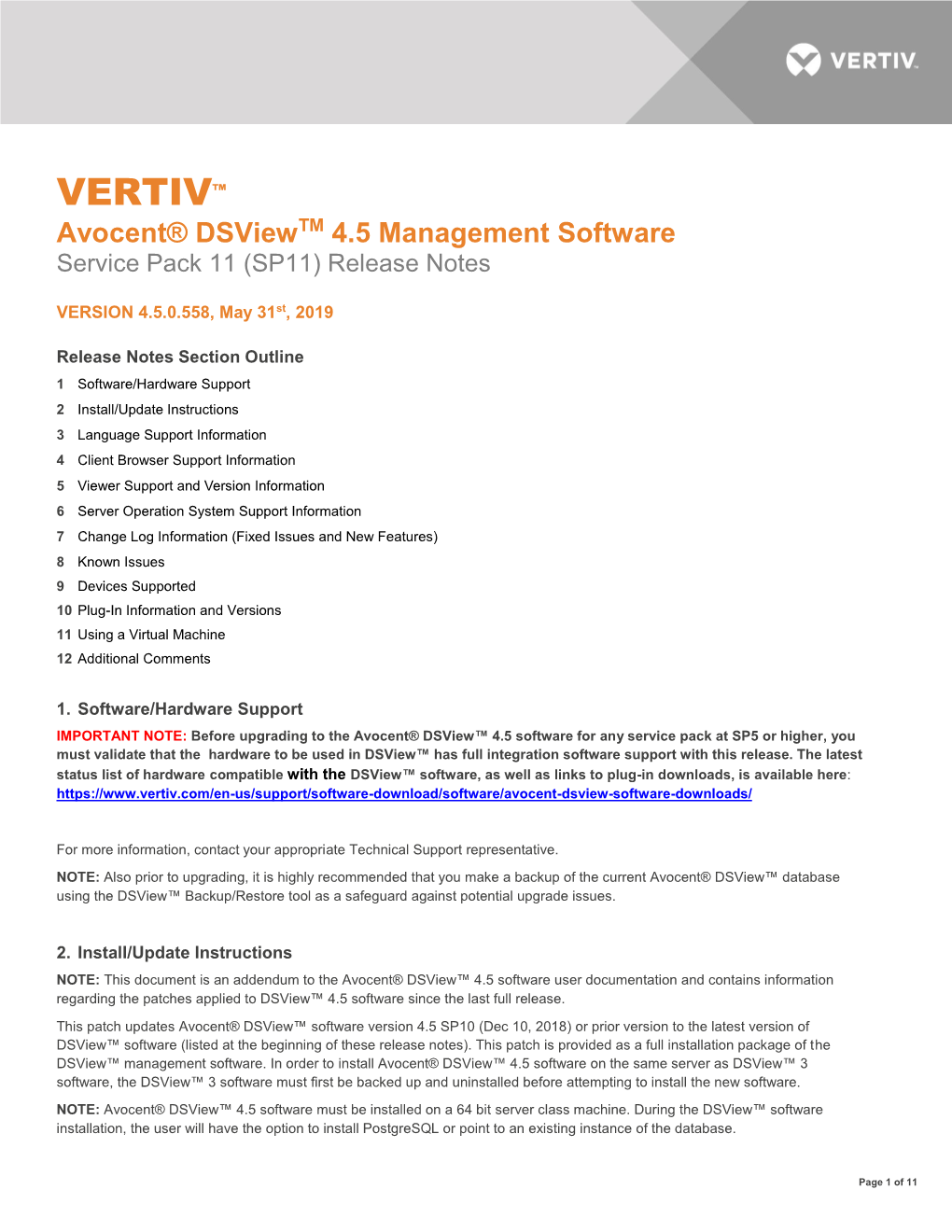 Avocent Dsview 4.5 Management Software Service Pack 11