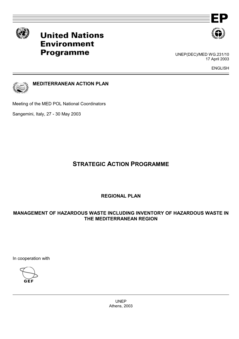 Strategic Action Programme