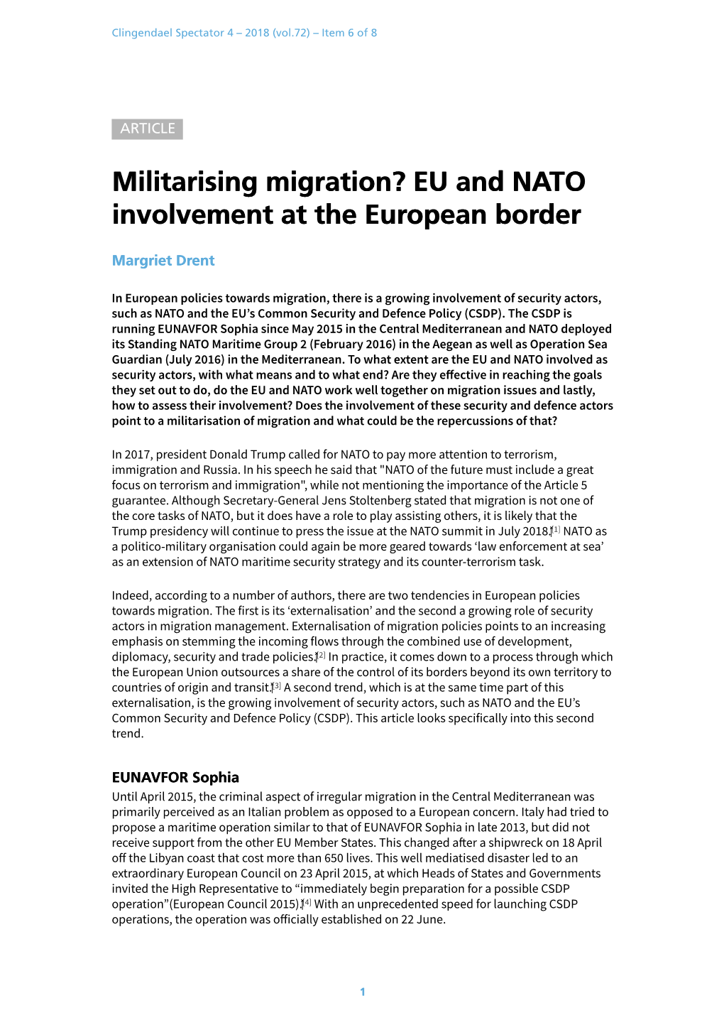 Militarising Migration? EU and NATO Involvement at the European Border