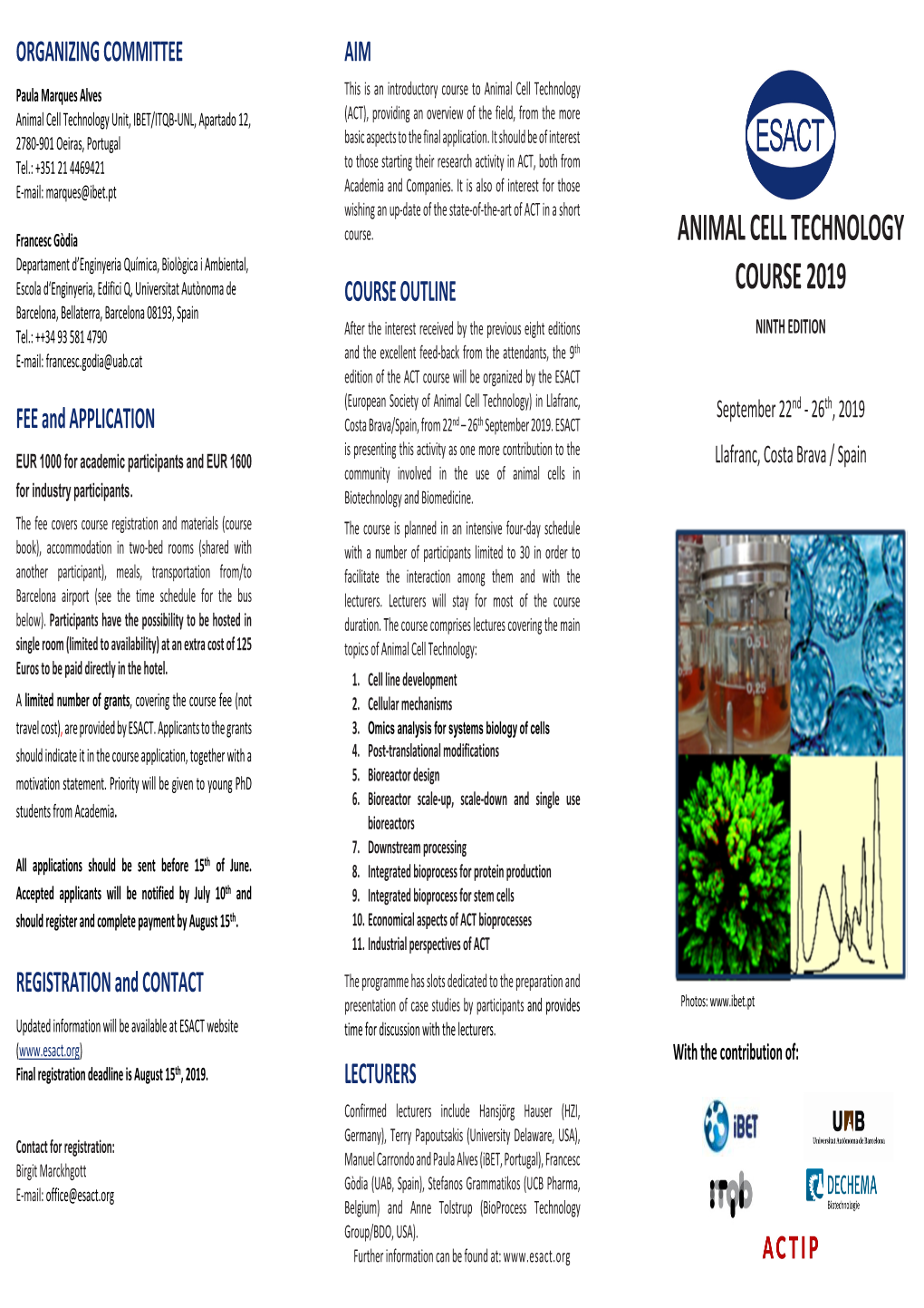 Animal Cell Technology Course 2019