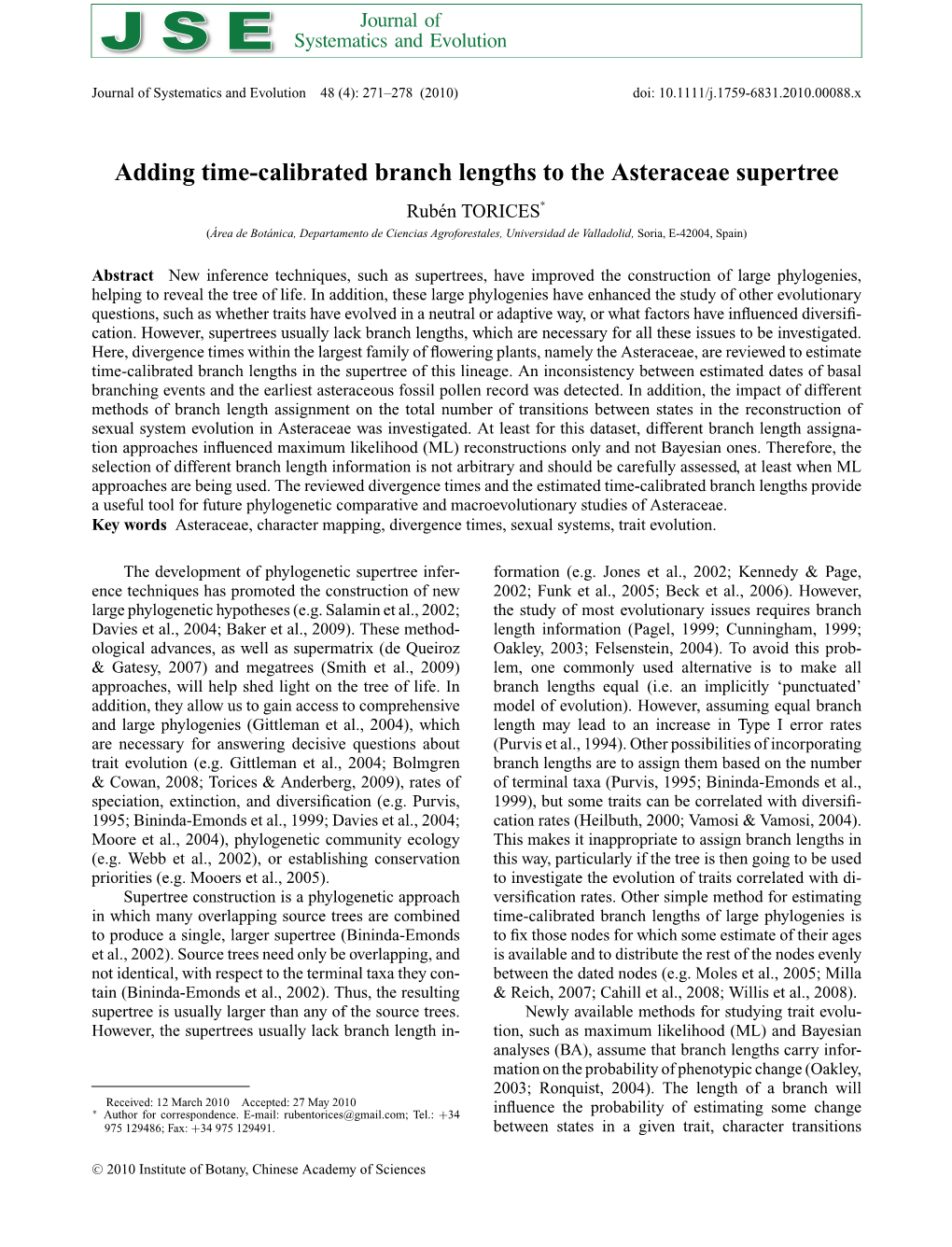 Adding Timecalibrated Branch Lengths to the Asteraceae Supertree