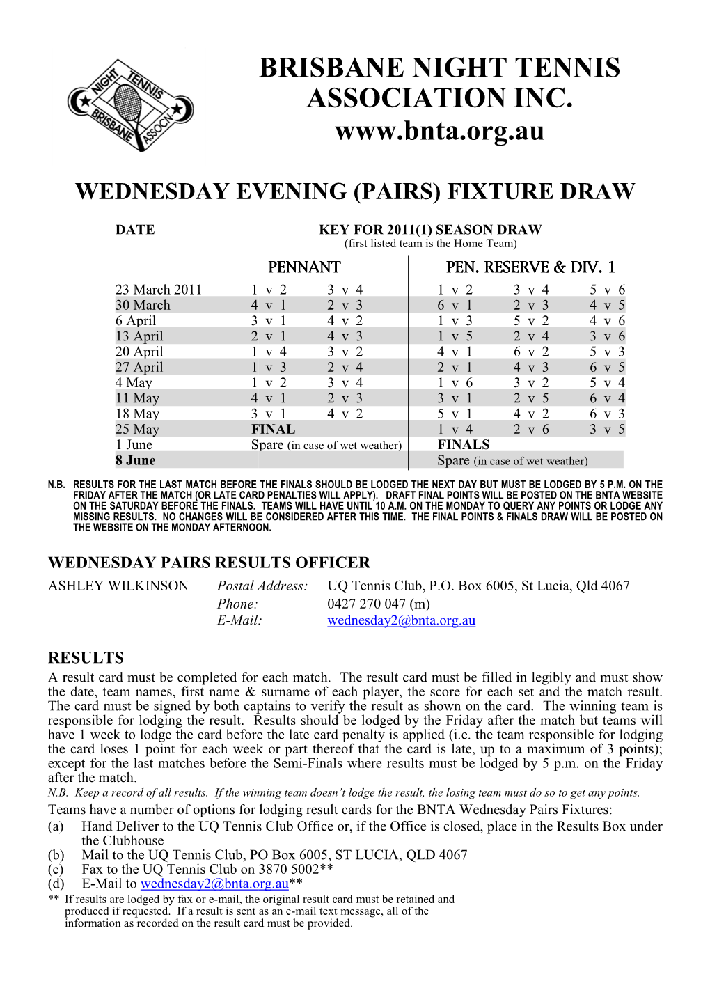 E IGHT TE IS CIATIO I C. W.Bnta.Org.Au FIXTURE DRAW