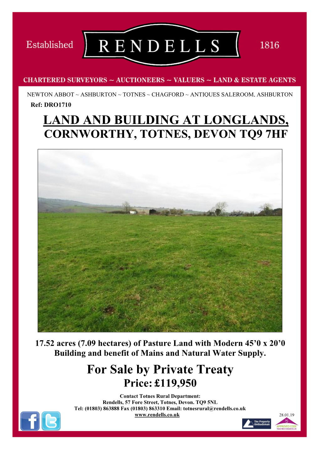 LAND and BUILDING at LONGLANDS, for Sale by Private