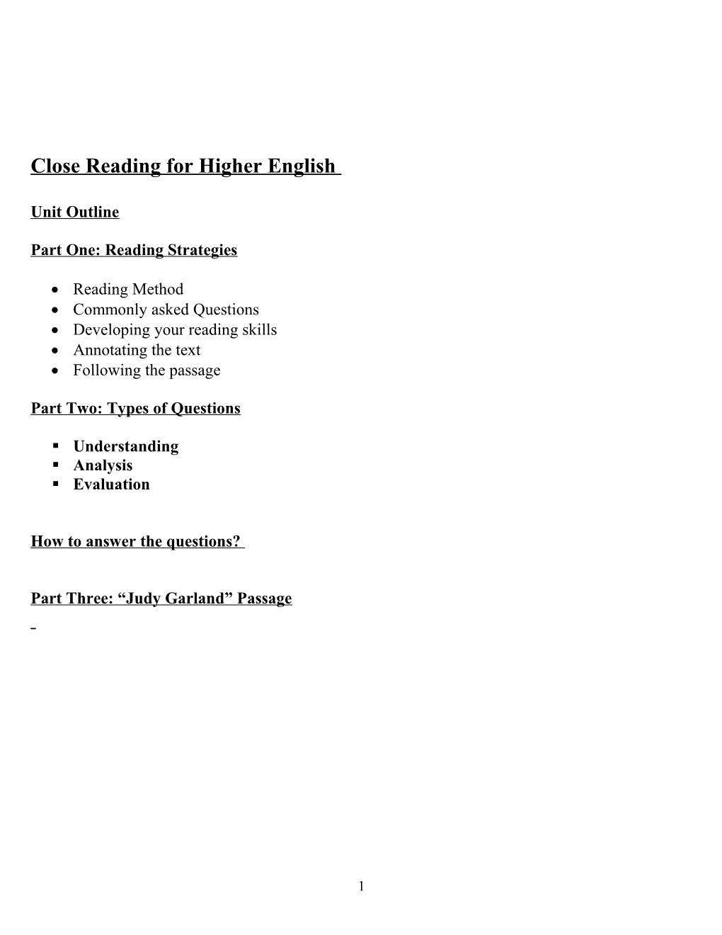 Close Reading for Higher English