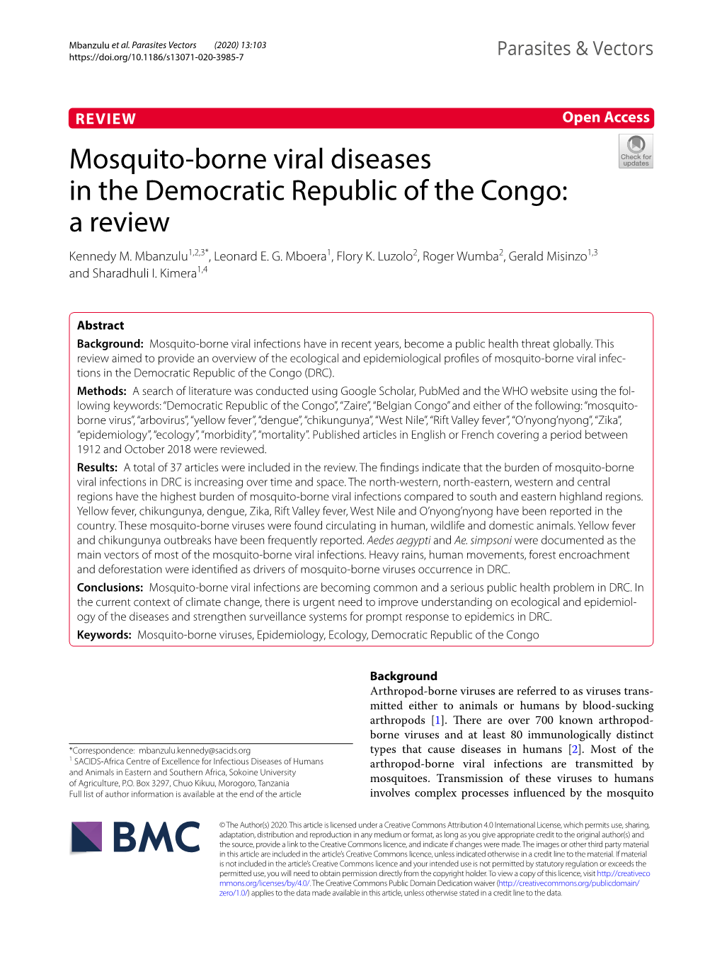 Mosquito-Borne Viral Diseases in the Democratic