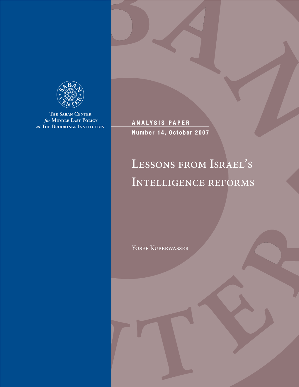 Lessons from Israel's Intelligence Reforms