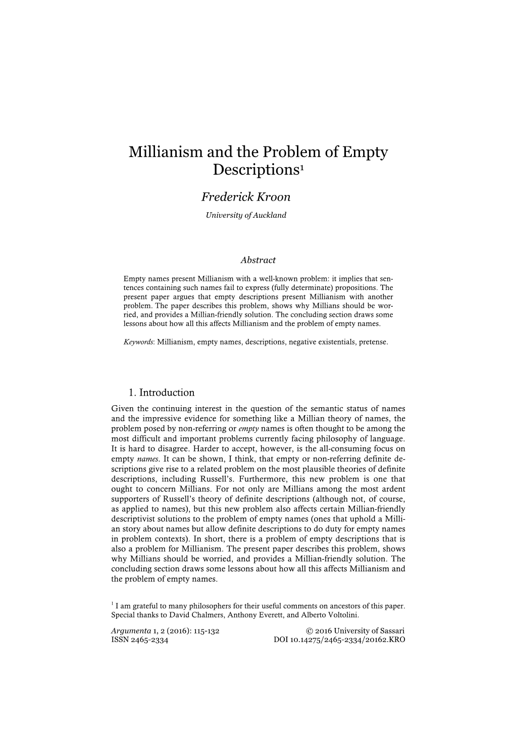 Millianism and the Problem of Empty Descriptions1