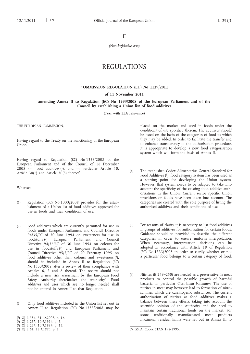 EU) No 1129/2011 Amending Annex II to Regulation (EC