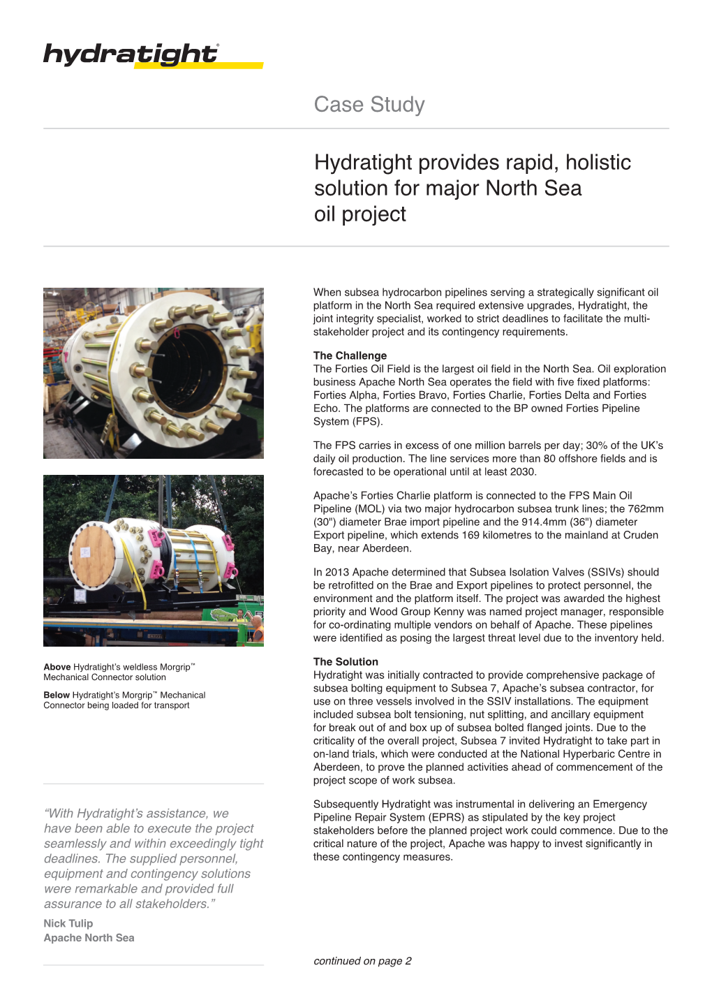 Apache North Sea SSIV Installation Case Study