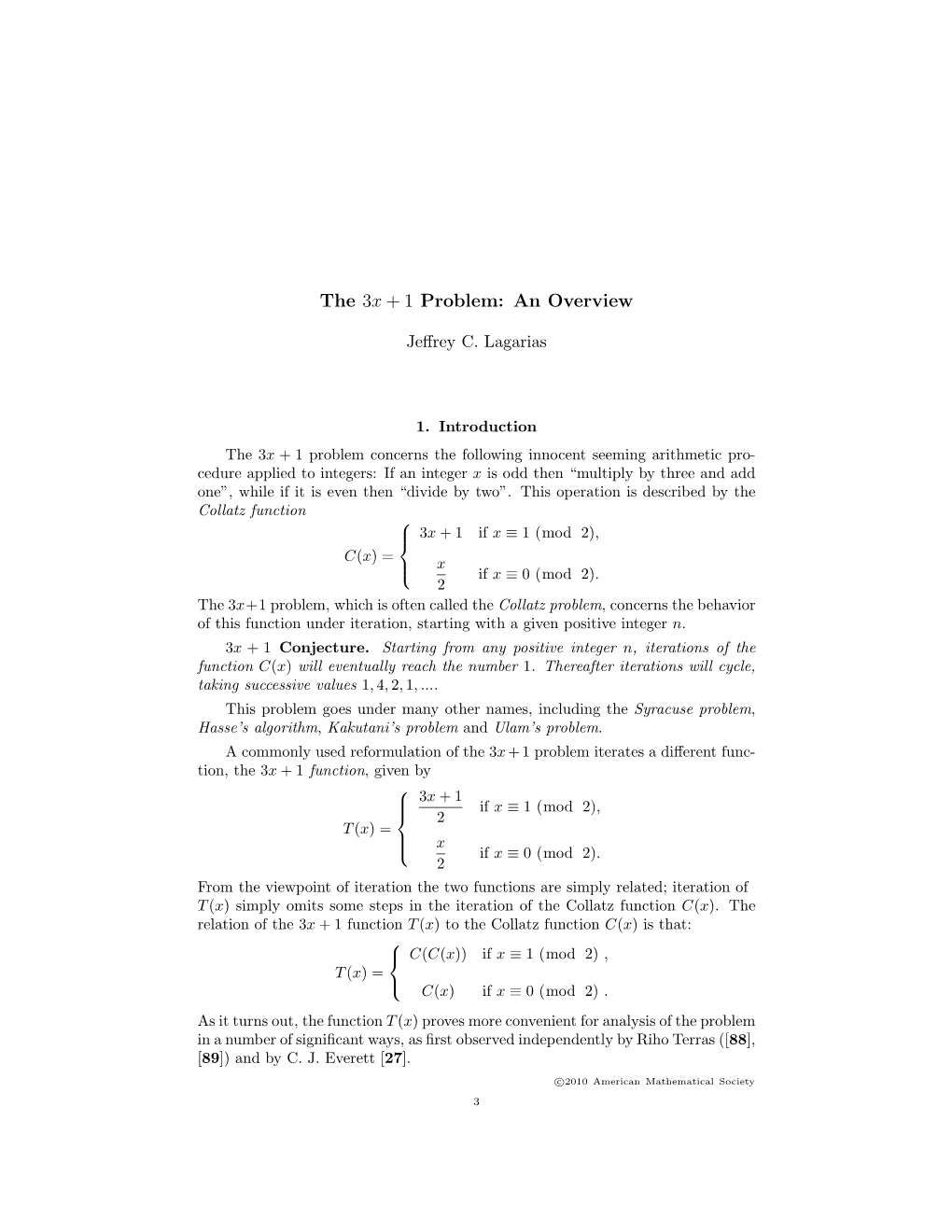 THE 3X + 1 PROBLEM: an OVERVIEW5 3