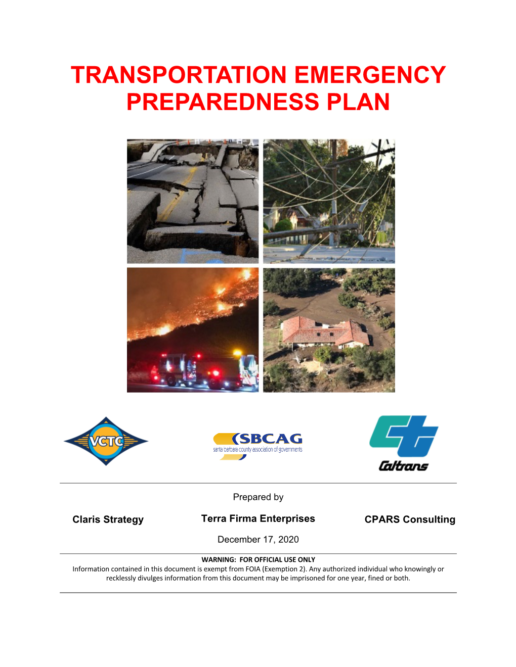 Transportation Emergency Preparedness Plan