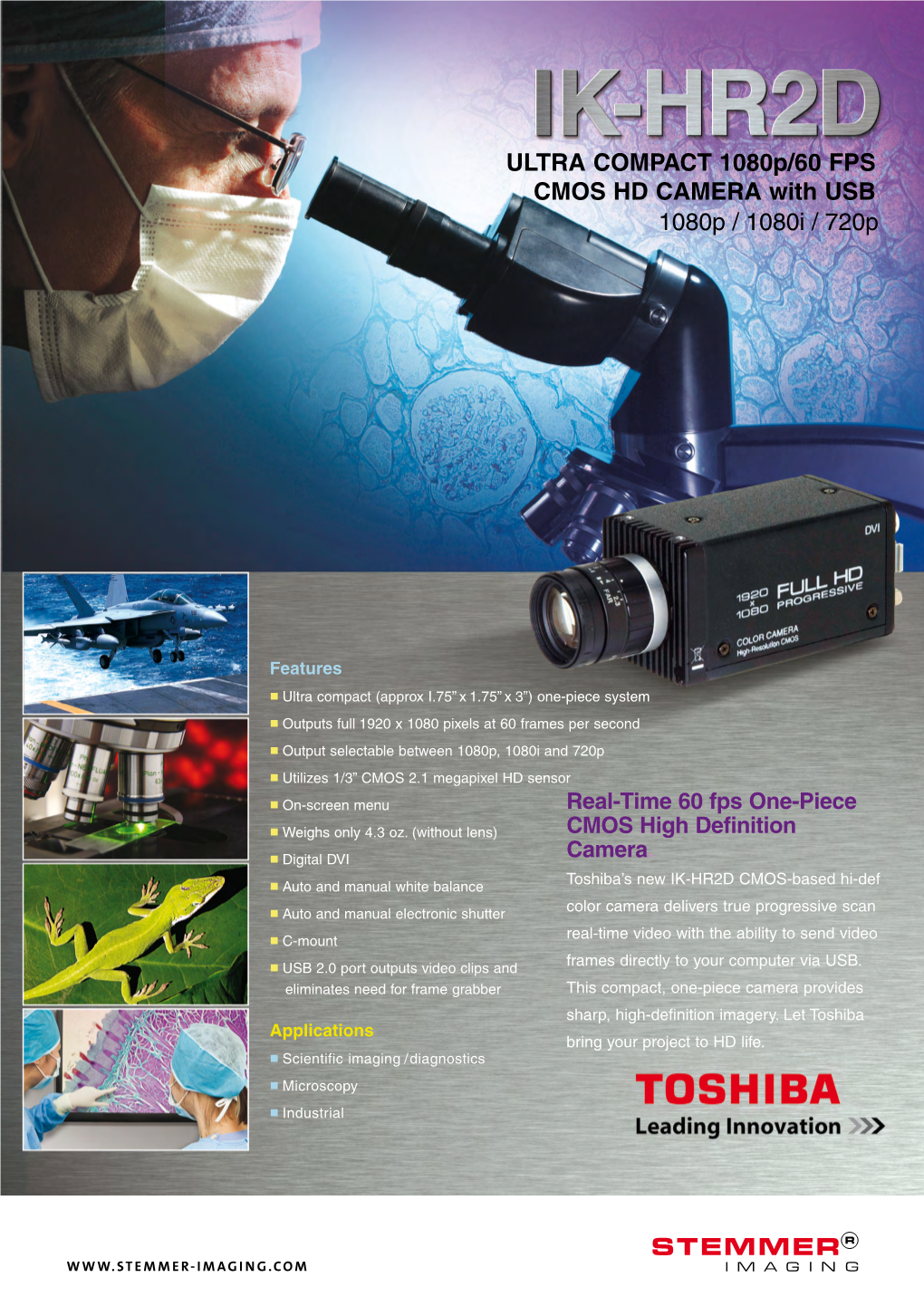 ULTRA COMPACT 1080P/60 FPS CMOS HD CAMERA with USB 1080P / 1080I / 720P