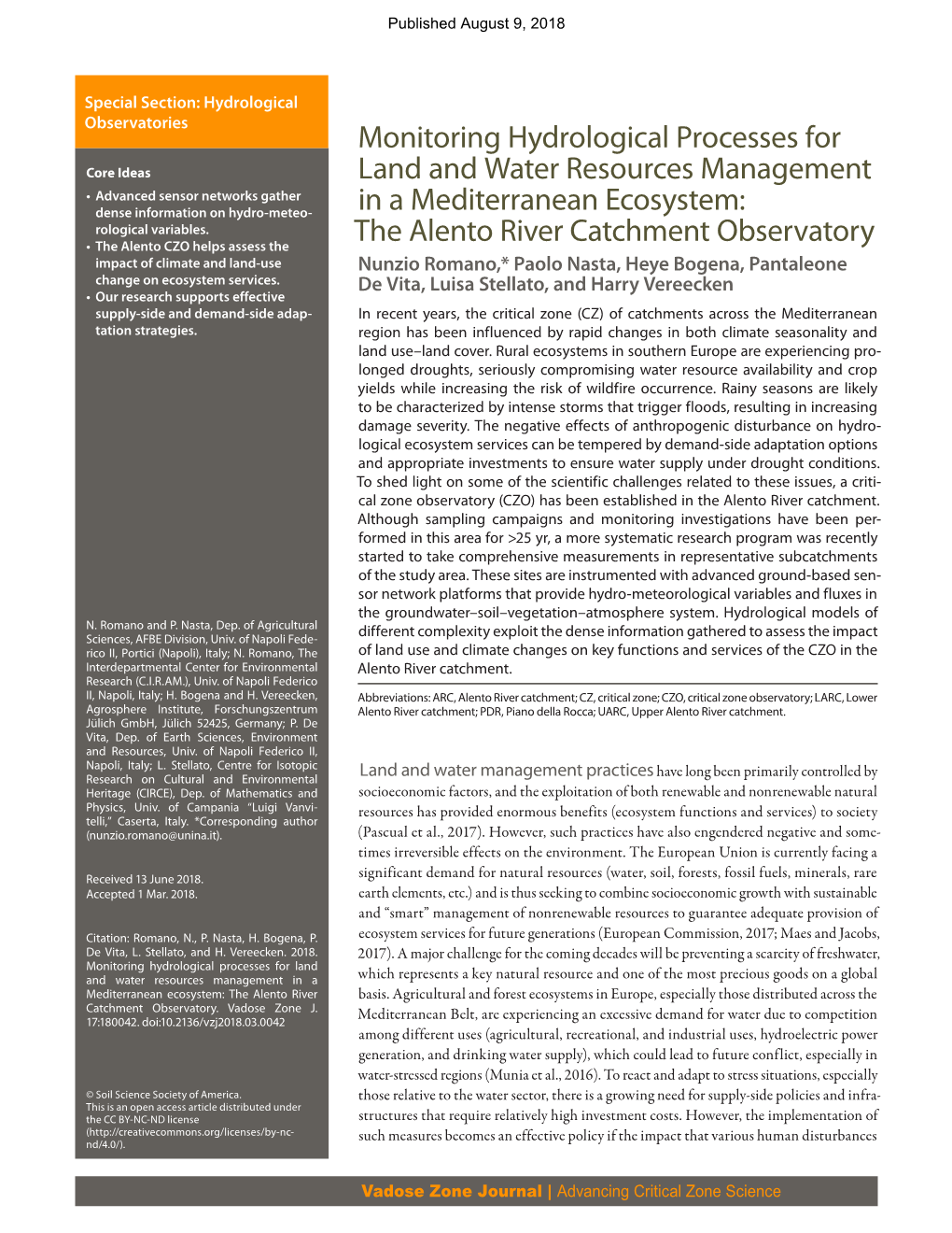 Monitoring Hydrological Processes for Land and Water Resources