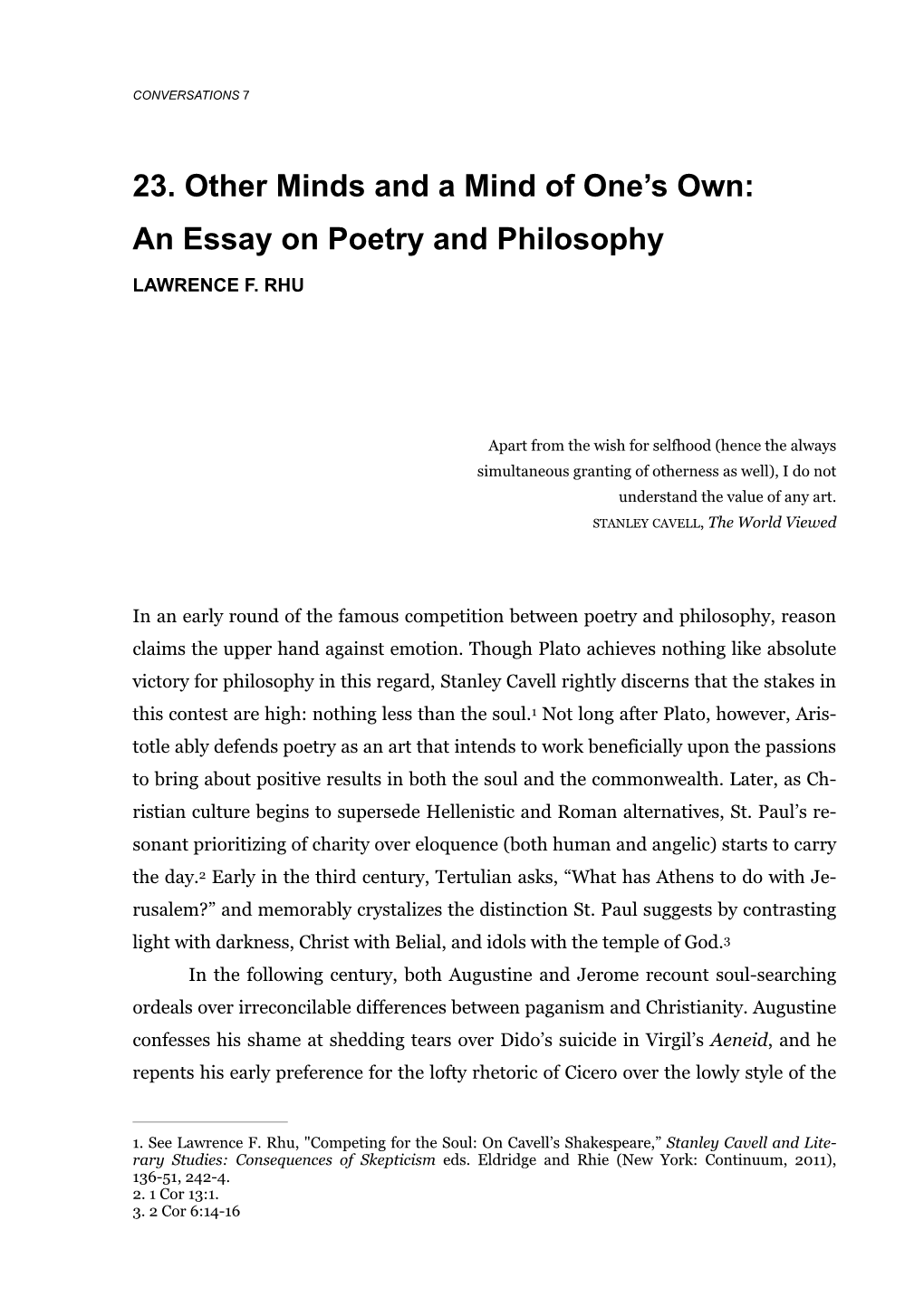 An Essay on Poetry and Philosophy
