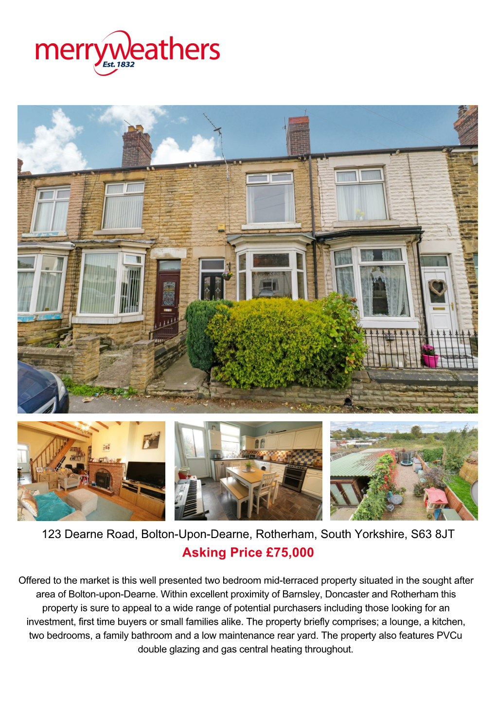 Dearne Road, Bolton-Upon-Dearne, Rotherham, South Yorkshire, S63 8JT Asking Price £75,000