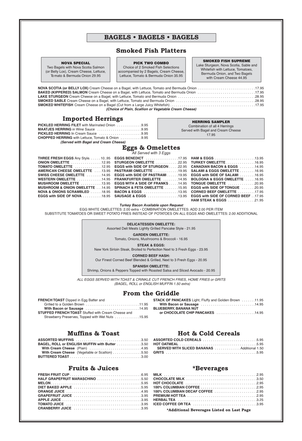 Dine-In Menu