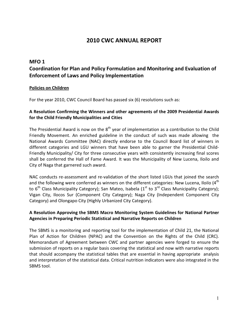 2010 Cwc Annual Report