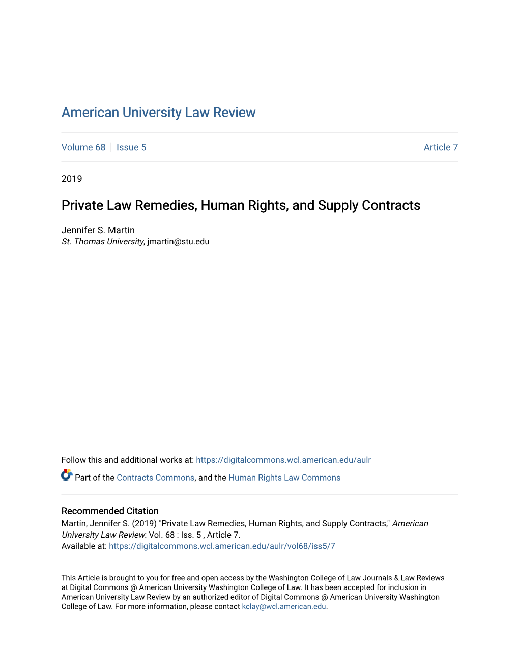 Private Law Remedies, Human Rights, and Supply Contracts