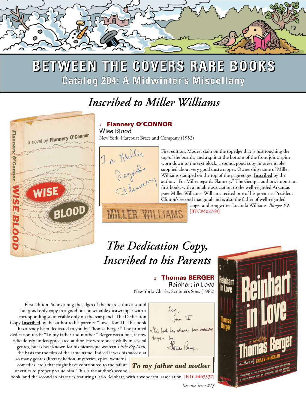 Between the Covers Rare Books Catalog 204: a Midwinter’S Miscellany