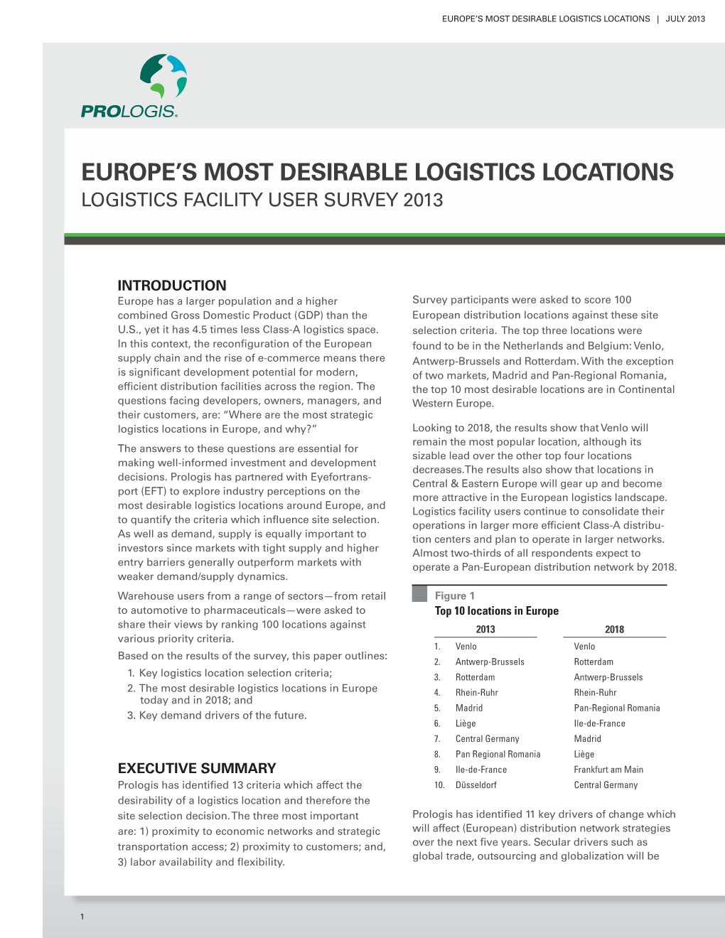 Europe's Most Desirable Logistics Locations