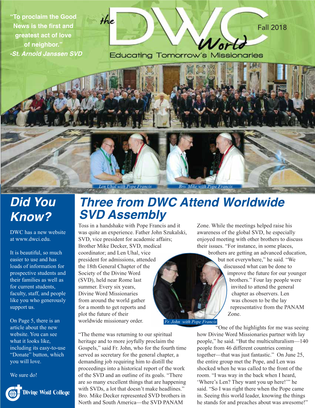 Did You Know? Three from DWC Attend Worldwide SVD Assembly