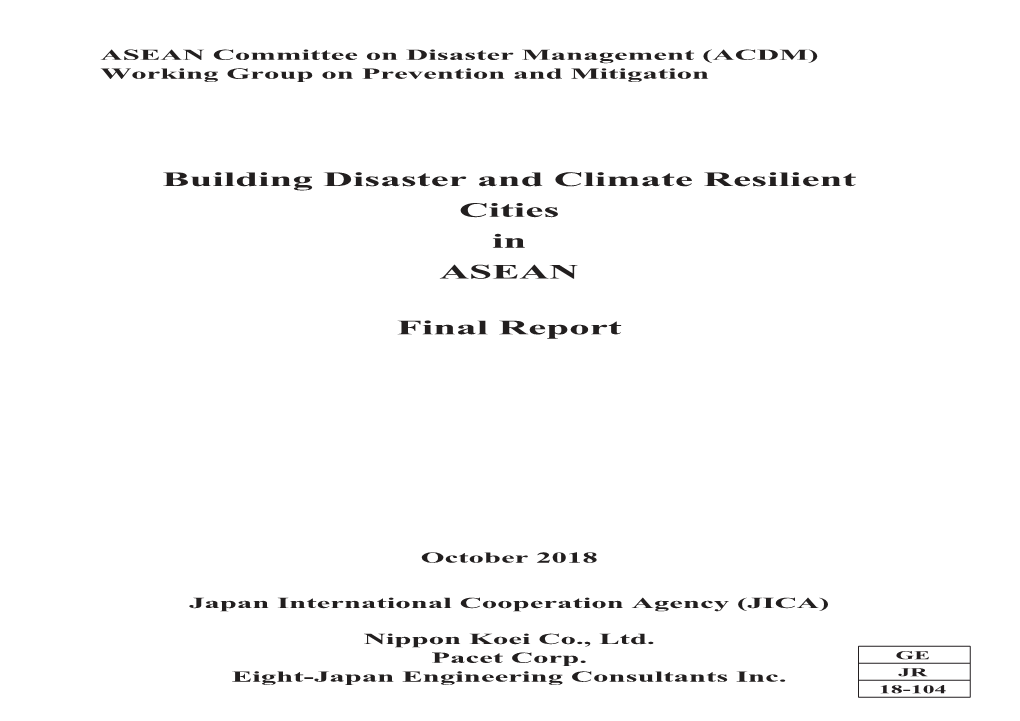 Building Disaster and Climate Resilient Cities in ASEAN Final Report