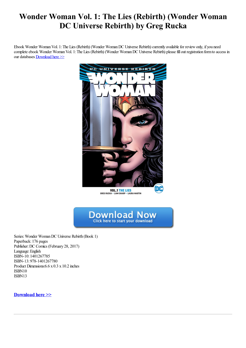 Wonder Woman DC Universe Rebirth) by Greg Rucka