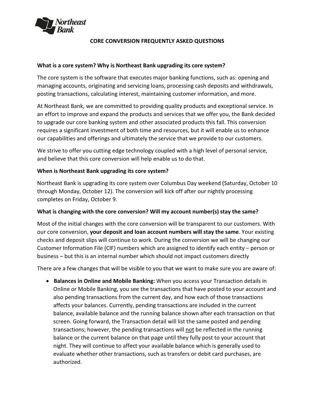 Why Is Northeast Bank Upgrading Its Core System?