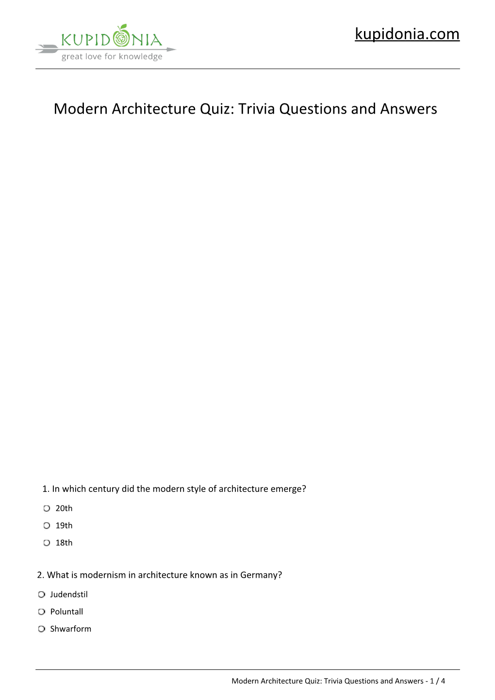 Modern Architecture Quiz: Questions and Answers