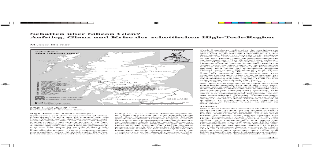 Schatten Über Silicon Glen? Aufstieg, Glanz Und Krise Der Schottischen High-Tech-Region