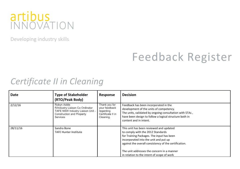 Artibus Innovation Consultation Outreach