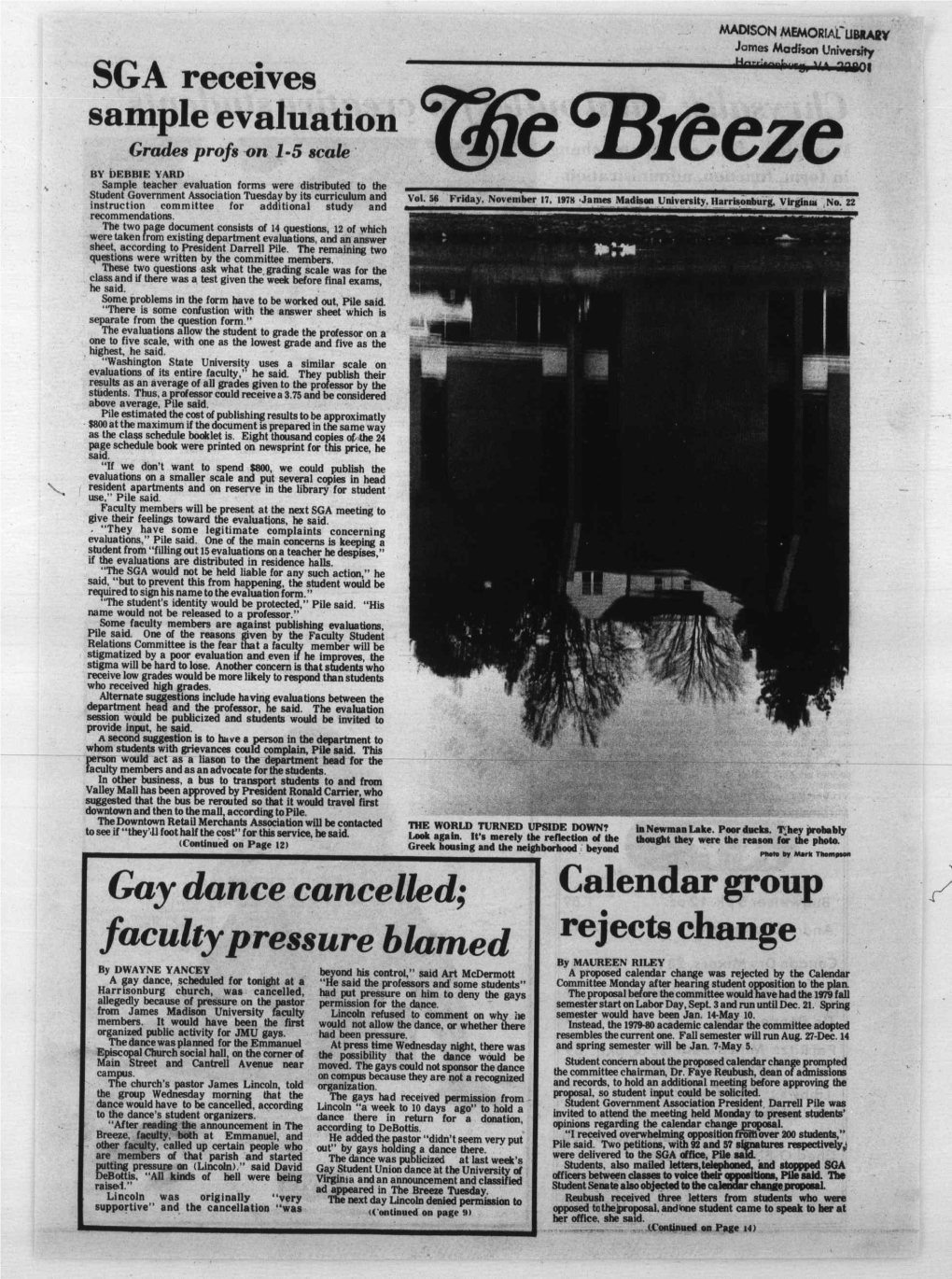 November 17, 1978 James Madison University, Llarrisonbure, Virginia No