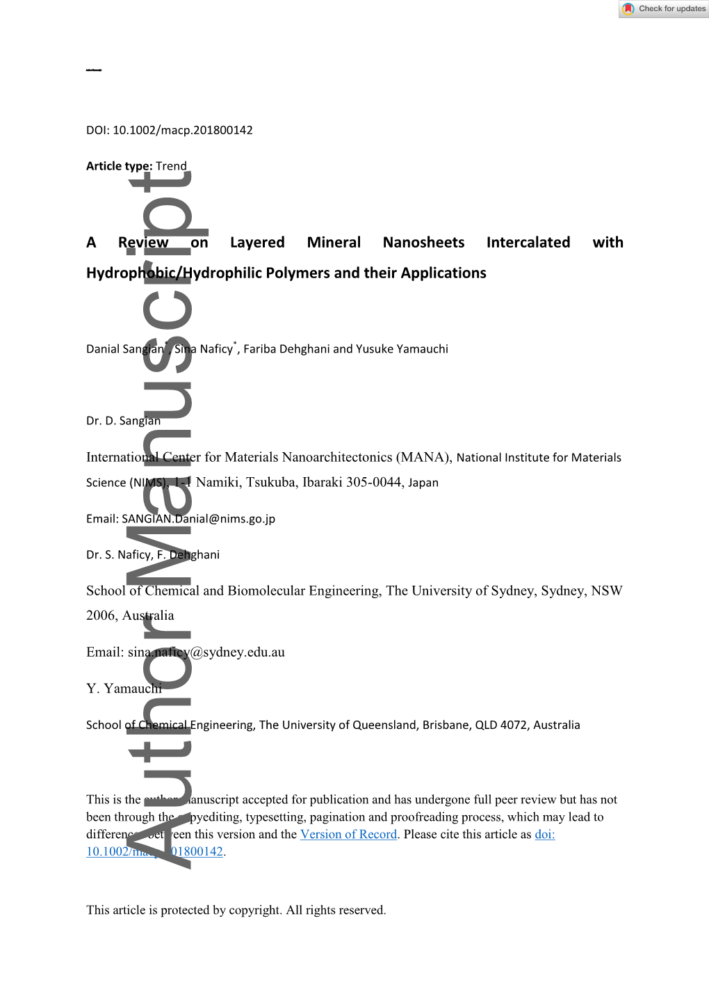 A Review on Layered Mineral Nanosheets Intercalated With