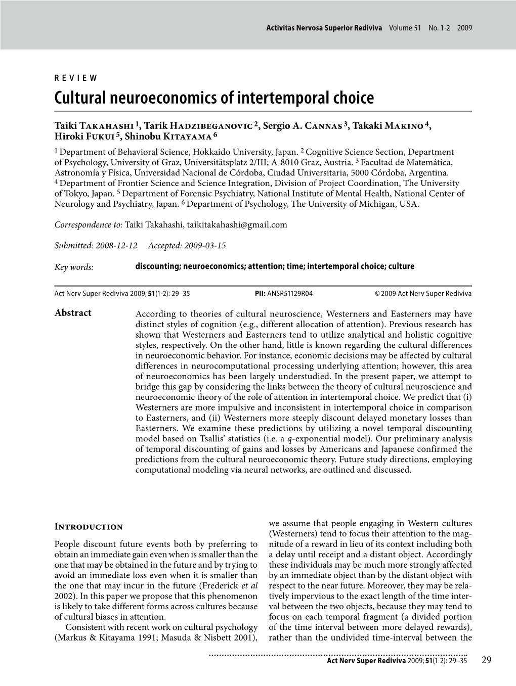 Cultural Neuroeconomics of Intertemporal Choice