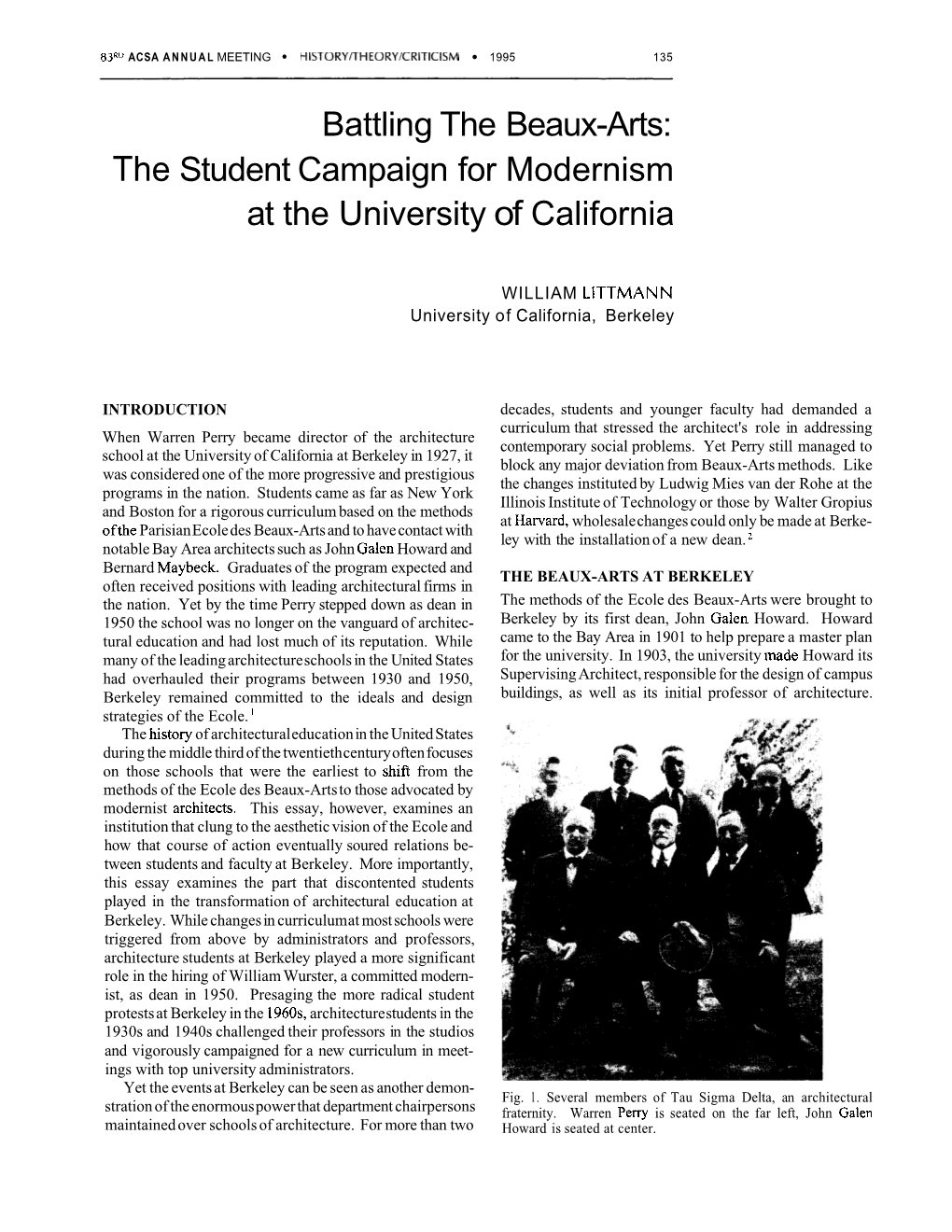 Battling the Beaux-Arts: the Student Campaign for Modernism at the University of California
