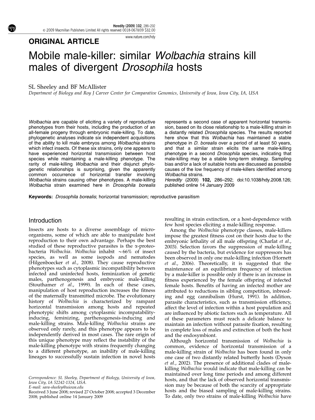 Similar Wolbachia Strains Kill Males of Divergent Drosophila Hosts