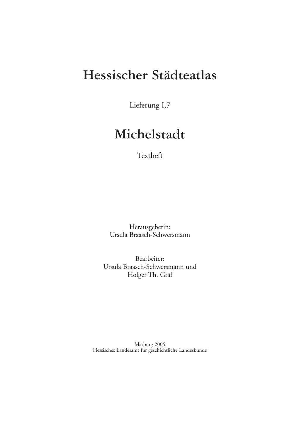 Hessischer Städteatlas Michelstadt