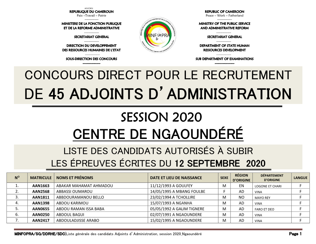 De 45 Adjoints D'administration