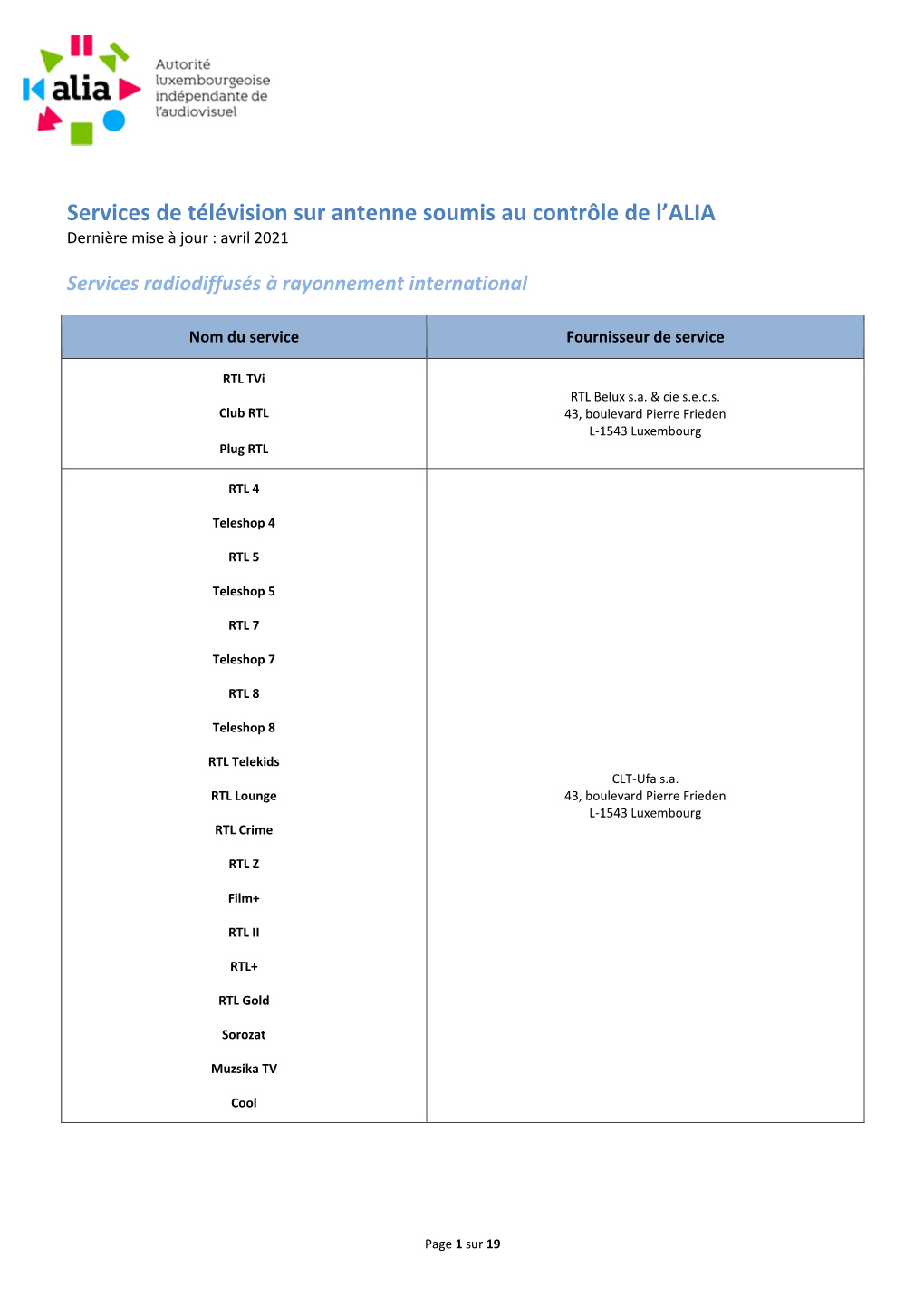 Liste Des Programmes Luxembourgeois